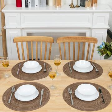 Tovaglietta Americana Zil Rotonda Marrone - d 38 cm - Sottopiatto - Trama Intrecciata