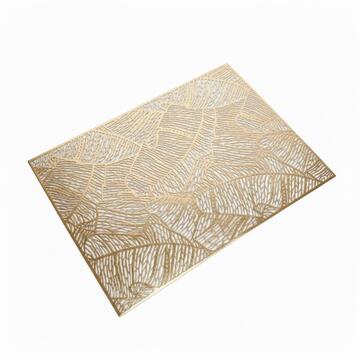 Tovaglietta Americana Oro Rettangolare 30x45 cm - Sottopiatto - con Motivo Traforato Foliage