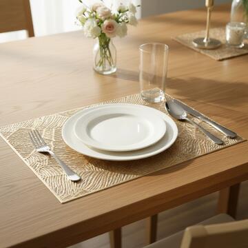 Tovaglietta Americana Oro Rettangolare 30x45 cm - Sottopiatto - con Motivo Traforato Foliage