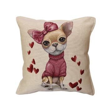 Federa Cuscino Pets 45x45 cm - Fantasia Chihuahua Cuori