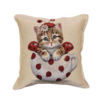 Federa Cuscino Pets 45x45 cm - Fantasia Gatto Coccinella