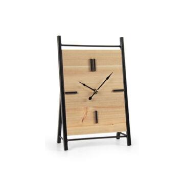 Orologio da Tavolo in Metallo e Legno 17x7x27cm