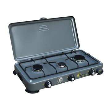 Fornello Gas 3 Fuochi con Accensione Piezo e Bruciatori in Ghisa 58,3x34,5 cm