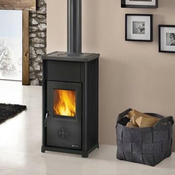 La Nordica - Stufa a Legna Tea Nera in Acciaio e Ghisa - 41,4x41,9 h 83,2 cm - Made in Italy