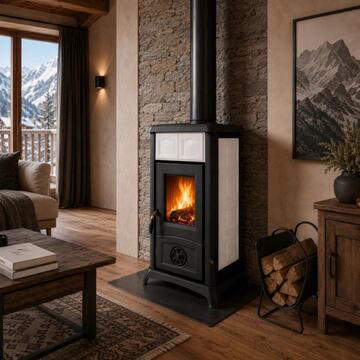 La Nordica Stufa Cucina a Legna Gemma Elegance Bianca - 6 kW, 172 mc Riscaldabili - 46x49,5 h 84 cm - Made in Italy