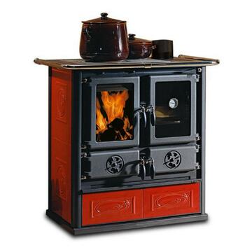 La Nordica - Stufa Cucina a Legna Rosetta Liberty Bordeaux 88,5x57,2 h84,3 cm - con Piano Cottura e Forno - Made in Italy