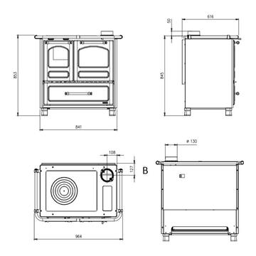 La Nordica - Stufa Cucina a Legna Family 4,5 Nera con Forno - 96,4x64,2 h 85,3 cm - Made in Italy