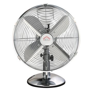 DCG Ventilatore da Tavolo in Metallo Cromato 3 Velocità 45W, d 30 cm, VE1612