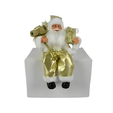 Babbo Natale Seduto Oro 30 cm - Addobbo Natalizio - Decorazione per la Casa