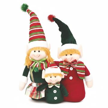 Set Famiglia di Elfi di Natale - 35x32 cm - Soprammobile - Decorazione Natalizia