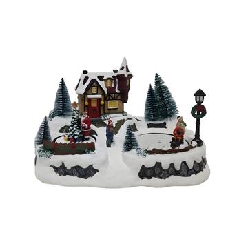 Giostrina Pista da Sci con Trenino e Luci - 31x22 h20 cm - Decorazione Natalizia