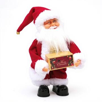 Babbo Natale Rosso con Scatola Natalizia h 28 cm - Soprammobile - Decorazione Natalizia