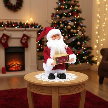 Babbo Natale Rosso con Scatola Natalizia h 28 cm - Soprammobile - Decorazione Natalizia