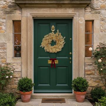 Dietroporta Ghirlanda con Rami Glitter Oro d 30 cm - Decorazione Natalizia - Addobbo di Natale