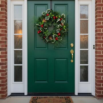 Dietroporta Ghirlanda Aghifoglio e Pigne d 35 cm - Decorazione Natalizia - Addobbo di Natale