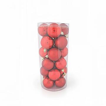 Palline di Natale Assortite 24 Sfere d 6 cm - Rosse - per Albero di Natale - Decorazioni Natalizie