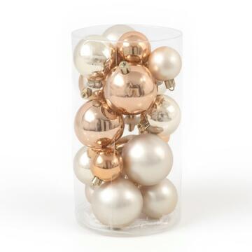 Palline di Natale Assortite 20 Sfere - Champagne - Lucide e Opache - per Albero di Natale - Decorazioni Natalizie