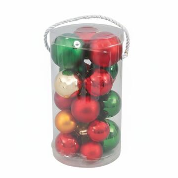 Palline di Natale 20 Sfere - Colori Assortiti - Lucide e Opache - per Albero di Natale - Decorazioni Natalizie