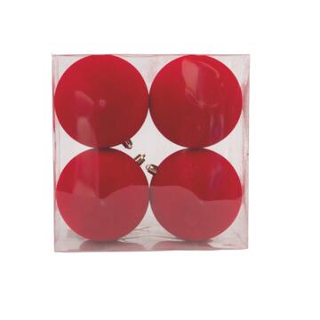 Set 4 Palline di Natale Rosse in Velluto - d 100 mm - per Albero di Natale - Decorazioni Natalizie