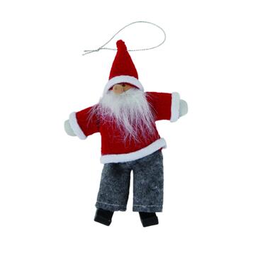 Decorazione Babbo Natale 14 cm in Panno e Legno - Decorazione Natalizia per Albero di Natale, Centrotavola, Confezioni Regalo