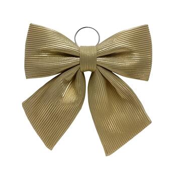 Fiocco di Natale 44 cm in Tessuto Rigato e Laminato Oro - per Alberi di Natale, Porte, Ghirlande, Pacco Regalo - Decorazione di Natale