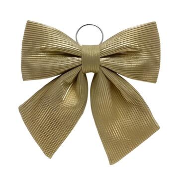 Fiocco di Natale 60 cm in Tessuto Rigato e Laminato Oro - per Alberi di Natale, Porte, Ghirlande, Pacco Regalo - Decorazione di Natale