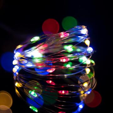 Filo Luci di Natale a Led con Giochi di Luce - Multicolor - 5,2 mt - Decorazioni Di Natale - per Interno ed Esterno