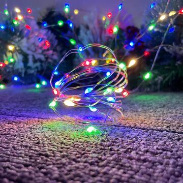 Filo Luci di Natale a Led con Giochi di Luce - Multicolor - 5,2 mt - Decorazioni Di Natale - per Interno ed Esterno