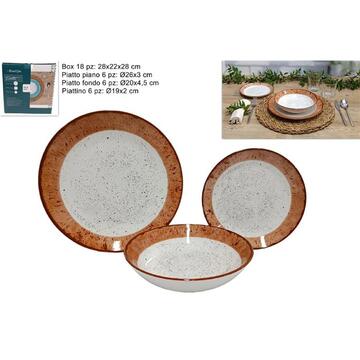 Set 18 Piatti in Ceramica - Marrone