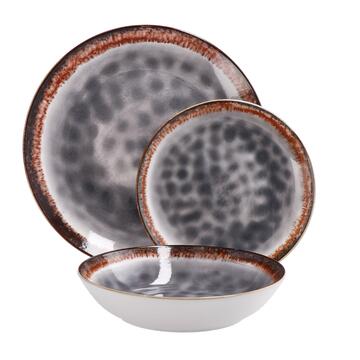 Servizio Set 18 Piatti in Ceramica - Fantasia Grigia