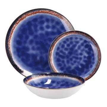 Servizio Set 18 Piatti in Ceramica - Fantasia Blu