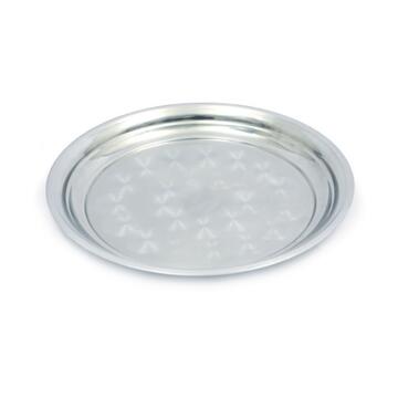 Vassoio Rotondo in Metallo d 30 cm da Servizio con Bordi Rialzati