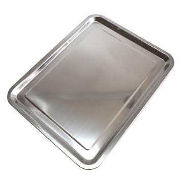 Vassoio Rettangolare in Acciaio Inox 35x26 cm da Servizio con Bordi Rialzati