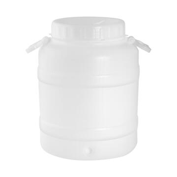 Nuova Plastica Adriatica - Fusto Bocca Larga 30 lt in Plastica Bianca con Tappo, 2 Manici e Predisposizione Rubinetto