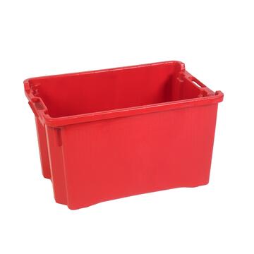 Cassetta Agricola Impilabile Rettangolare per Olive 40 lt - in Plastica Rossa con Fondo e Lati Chiusi