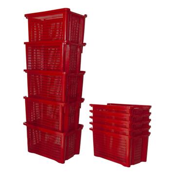 Cassetta Agricola Impilabile Aperta Rettangolare per Olive 40 lt - in Plastica Rossa con Fondo Chiuso