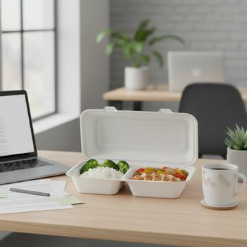 Confezione 50 pz Contenitore 2 Scomparti 800cc - Biodegradabile... - Marino Fa Mercato