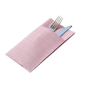 Confezione 50 Tovaglioli di Carta Monouso con Tasca per Posate - Bourdeaux effetto Lino