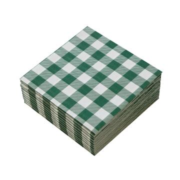 Confezione 40 Tovaglioli di Carta Monouso a Quadri 38x38 cm - Verde/Bianco