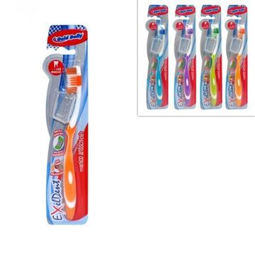 Spazzolino Manuale con Manico Colorato + Copertura di Protezione Trasparente - h19 cm - Colori Assortiti