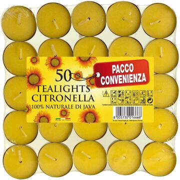 50 candele alla citronella antizanzare Tea Light Pantelleria