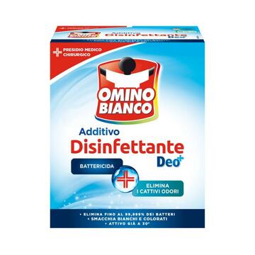 Omino bianco additivo disinfettante battericida e virucida in polvere per bucato 450gr