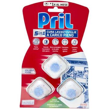 Pril cura lavastoviglie per rimuovere grasso e calcare 3 tabs