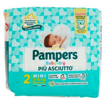 Pampers Pannolini Baby Dry taglia 2 mini 3-6 kg 24 pz