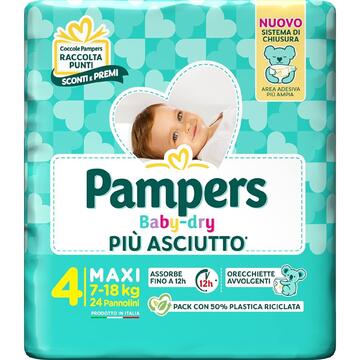 Pampers Pannolini Baby Dry taglia 4 maxi 7-18 kg 19 pz