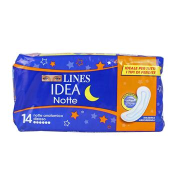 Assorbenti anatomici ipoallergenici Lines Idea notte extralungo 14 pezzi