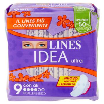 Assorbenti ipoallergenici Lines Idea Ultra giorno con ali