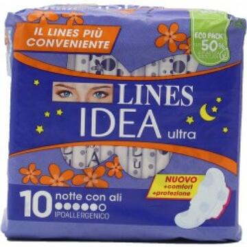 Assorbenti ipoallergenici Lines Idea Ultra notte con ali