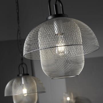 Lampadario a Sospensione Zair con Rete Argento E27