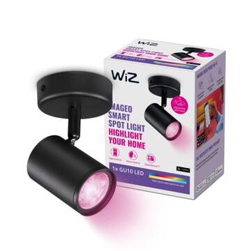 WiZ Faretto Nero 1 Luce Smart, Wifi, Controllo Vocale, Luce Bianca o Colorata Dimmerabile